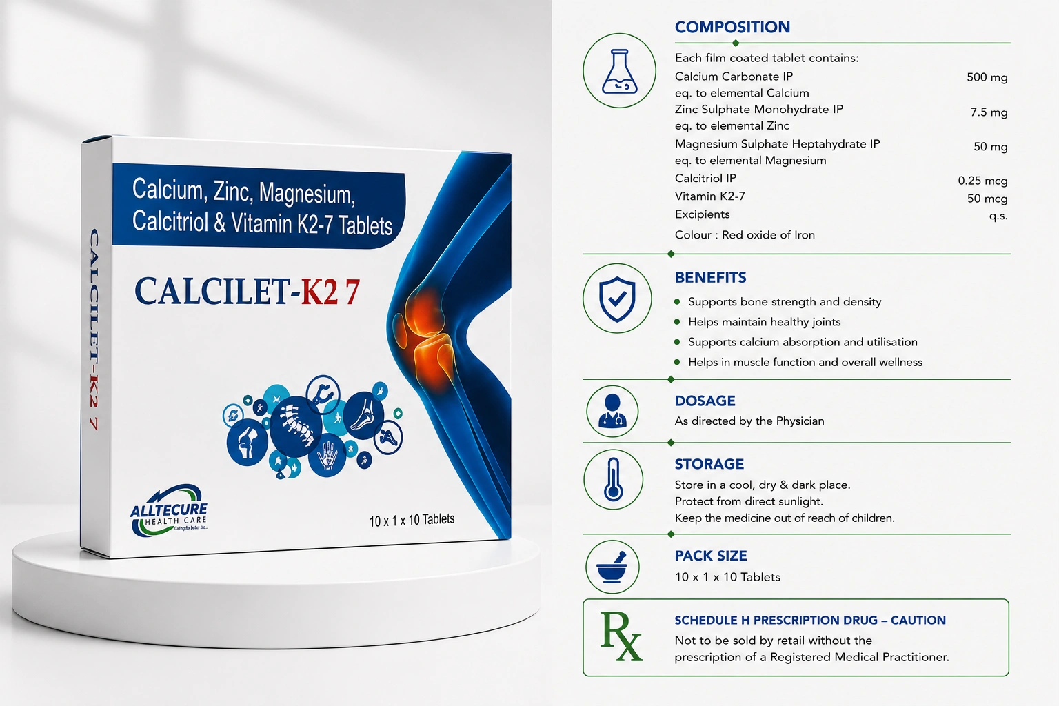 Calcium and Vitamin K2-7 wellness tablets
